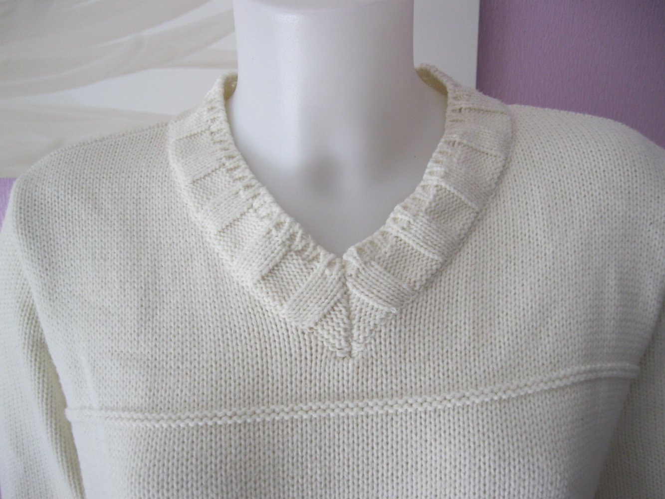 Strickpullover # Mirage Sports Collection # Weiß # V-Ausschnitt # 36