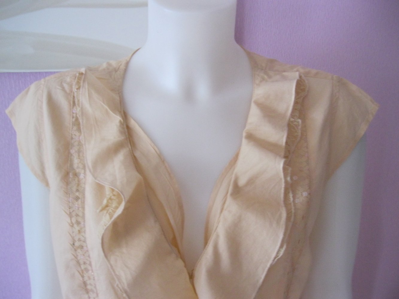 Bluse # Tunika #kurzarm # Aprikose # Volants # 40 