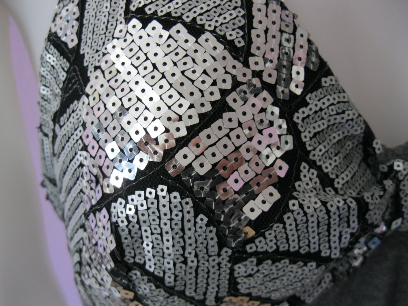 Minikleid # Neckholder # Volants# grau/silber # S/M