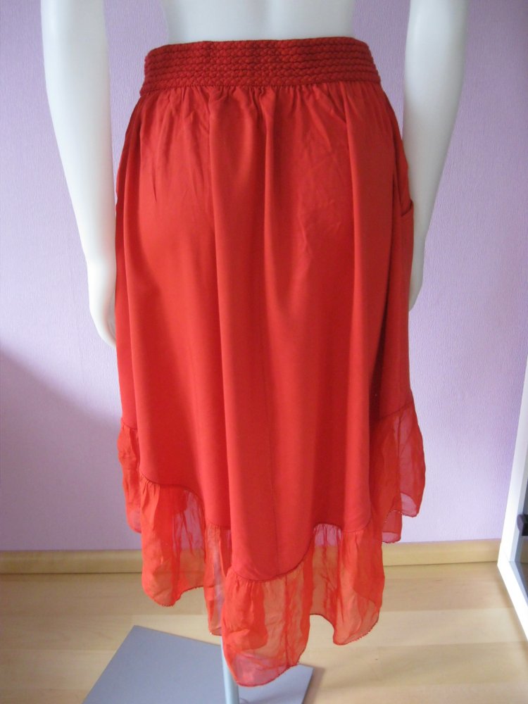 M&M München Rock Vokuhila Rot Seide/Viskose Made in Italy 2-6 (38-42)