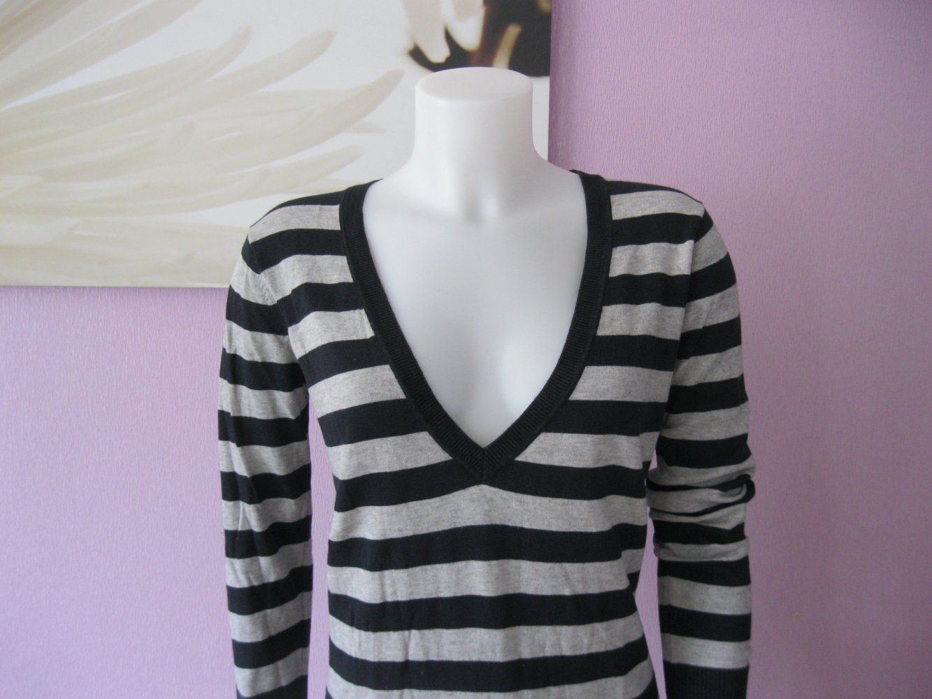 Feinstrickpulli # Marc O`Polo # Cotton Cashmere Stretch # gestreift # Grau/Dunkelblau # M