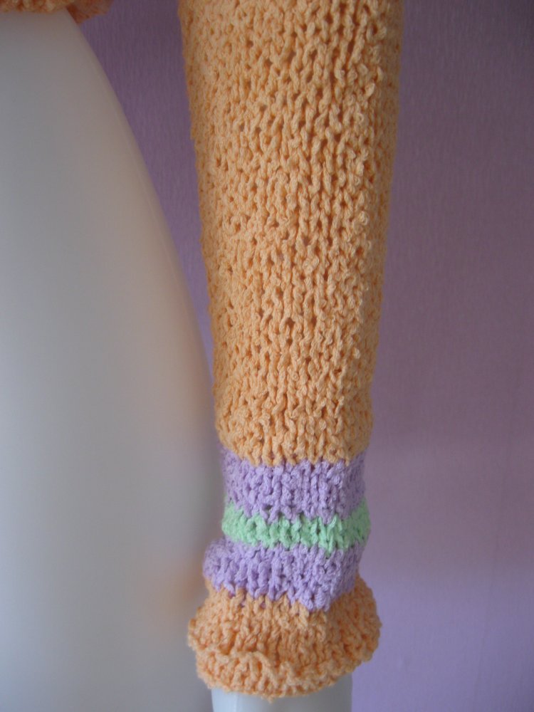 NEU Pullover Strick langärmlig Handmade Aprikose/Flieder/Neongrün Viskose S-M Oversize