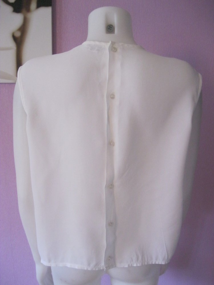 Bluse # Ärmellos # Spitze # 100% Tricel # weiß # 42