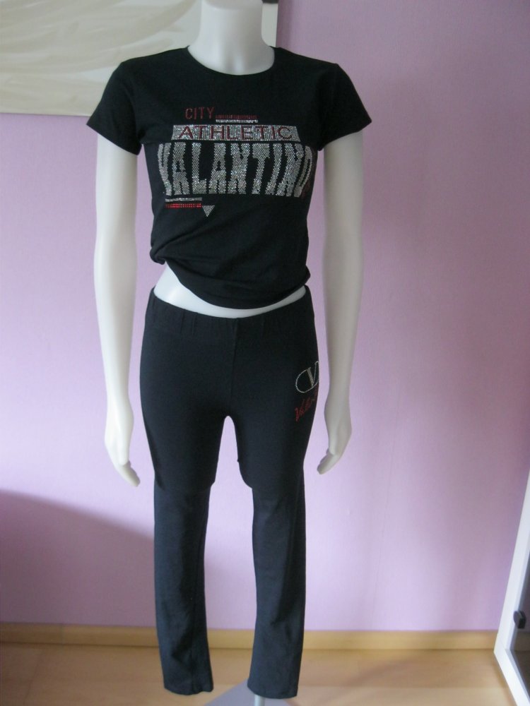 NEU Firaso Design & Mode 2-Teiler Leggins + T-Shirt Dunkelblau 100% Baumwolle L