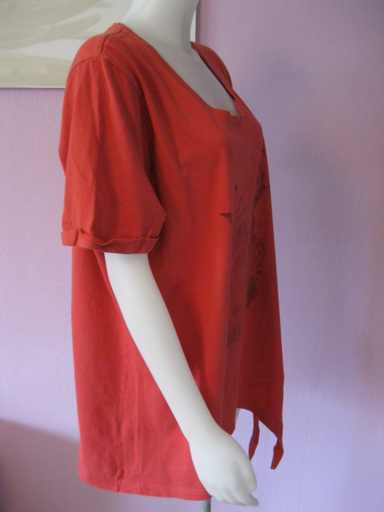 T-Shirt # Ulla Popken # Rot # Print # floral # Wasserzeichen # 100% Baumwolle #  50/52