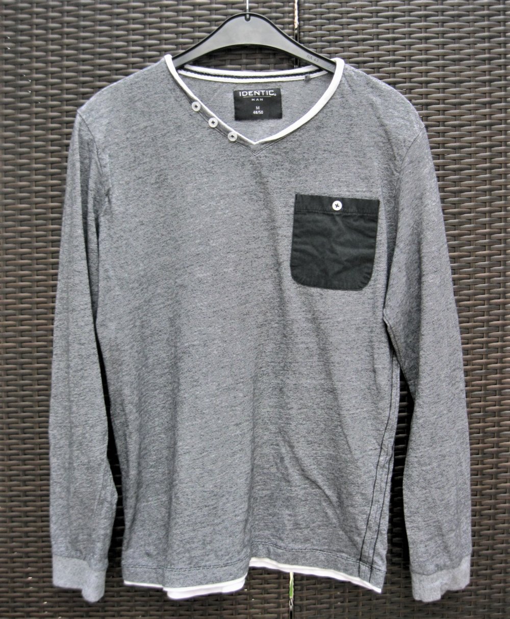 Langarm-Shirt # Identic Man # gesteift # 100% Baumwolle # Blau/Weiß # M