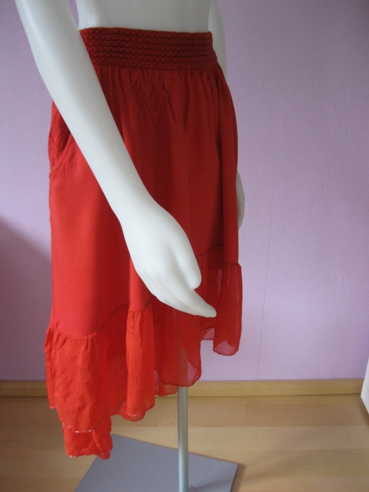 M&M München Rock Vokuhila Rot Seide/Viskose Made in Italy 2-6 (38-42)