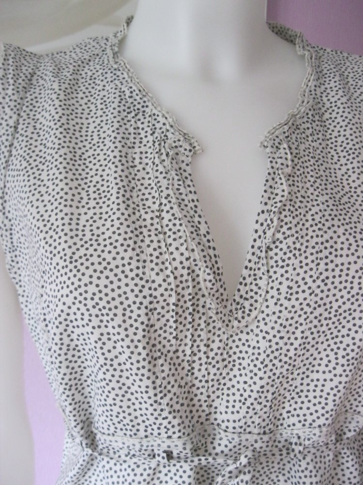 Bluse # Sandwich # ärmellos # gepunktet # Schwarz / Weiß # 36