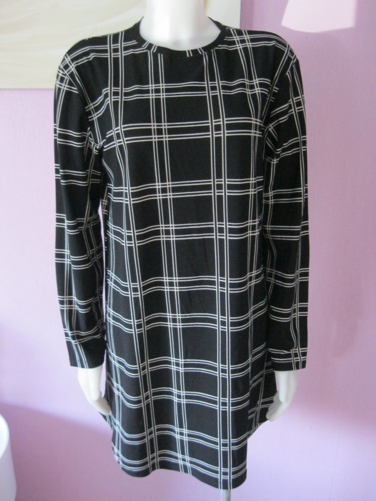 Twenty Two Kleid Langarm 100% Baumwolle Schwarz/Weiß L