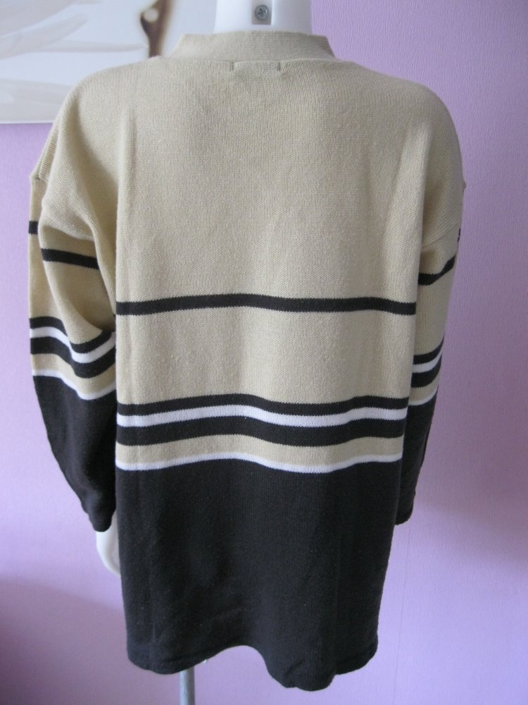 Strick-Pulli # Woodpecker # gestreift # Beige/Braun/weiß # 48/50