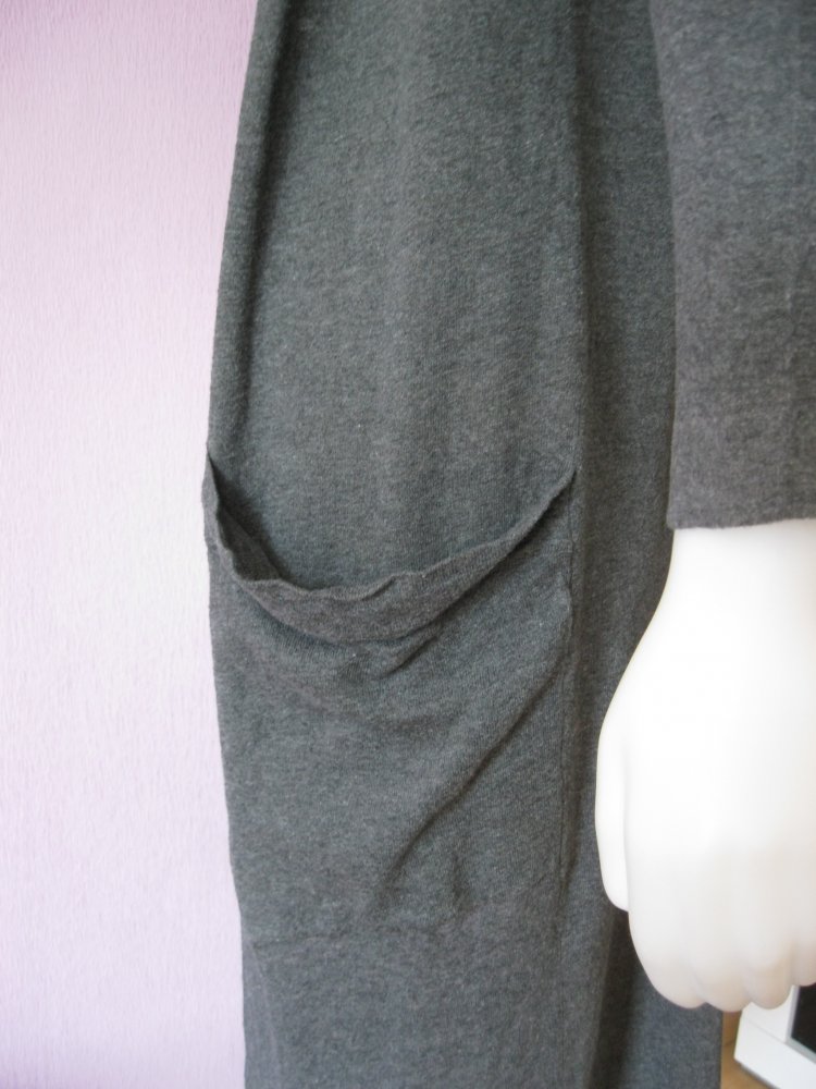 Cardigan # Long-Strickjacke # Yes or No # grau/meliert # S