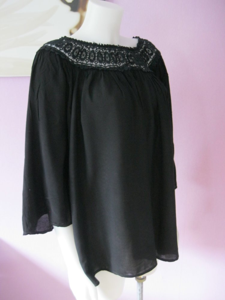 She la Love Tunika/Bluse 100% Viskose Schwarz Einheitsgröße