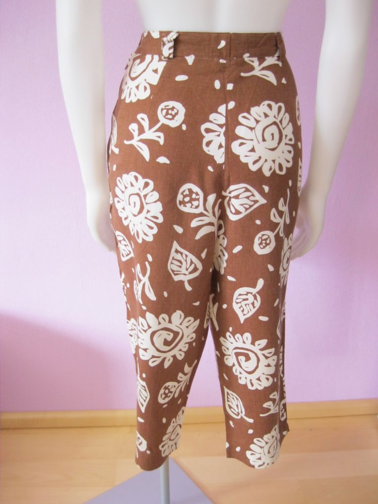 Culotte # Betty Barclay # Stoffhose # bedruckt # Leinen # Braun/Natur # 44