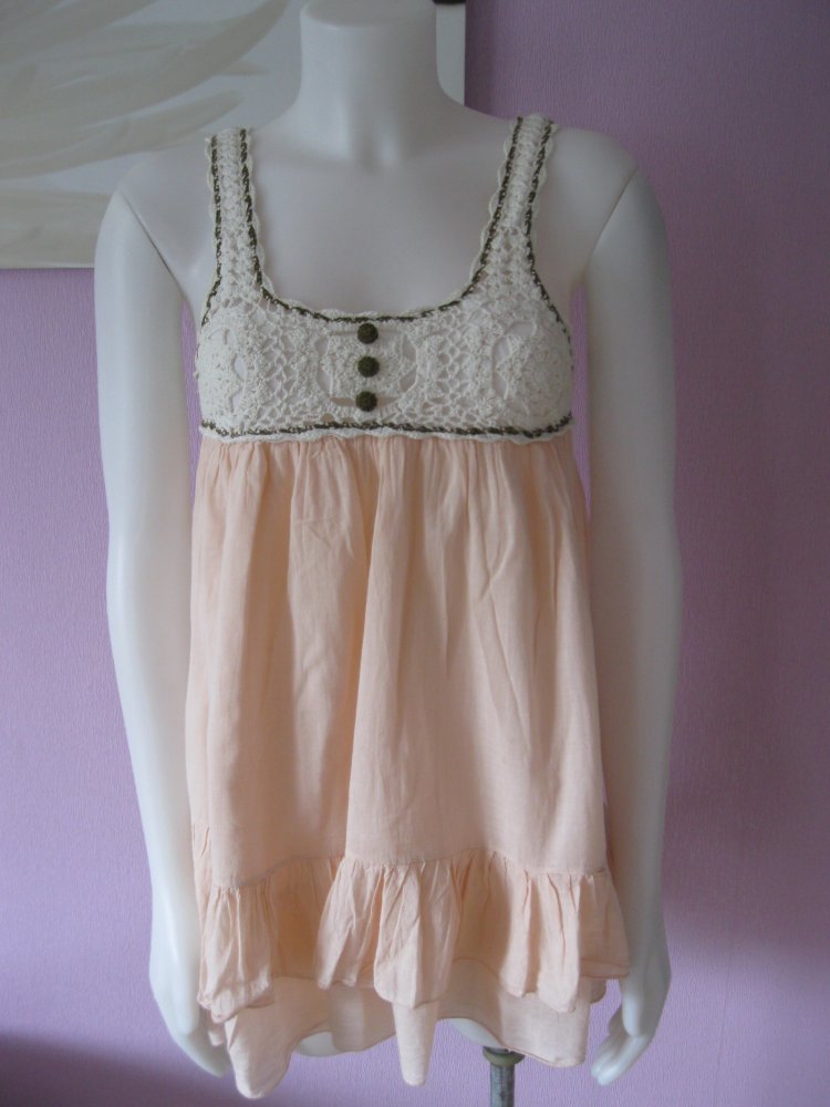 Minikleid Strick ärmellos Trägerkleid Rose/Creme S/36