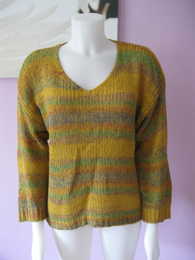 Strickpulli Grobstrick Wolle bunt S- Oversize