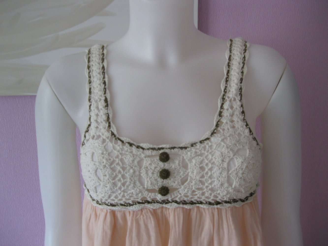 Minikleid Strick ärmellos Trägerkleid Rose/Creme S/36