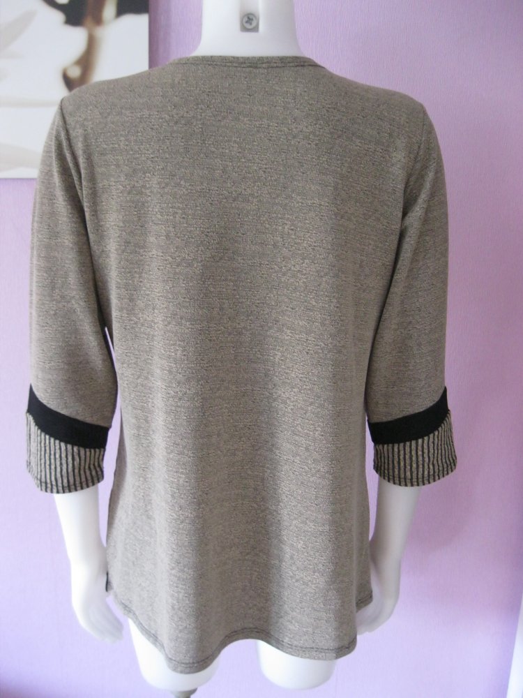 Pullover Viskose 1/2-ärmlig Beige/Schwarz M
