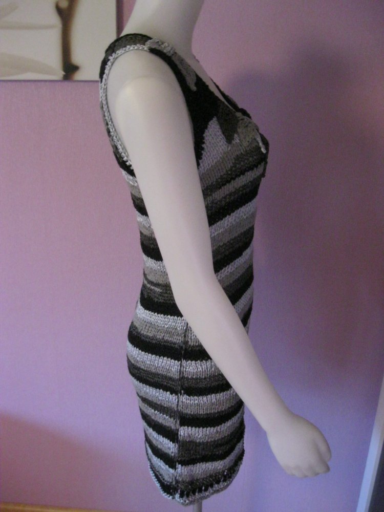 NEU #Strickkleid # Mini # Handmade # Cotton/Viskose # gestreift # S-M