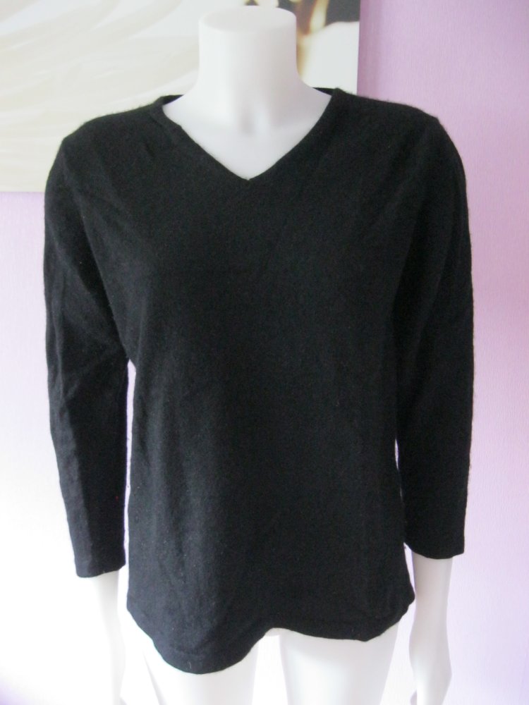 Strickpulli # 100% Kaschmir # Schwarz # 7/8-Arm # L
