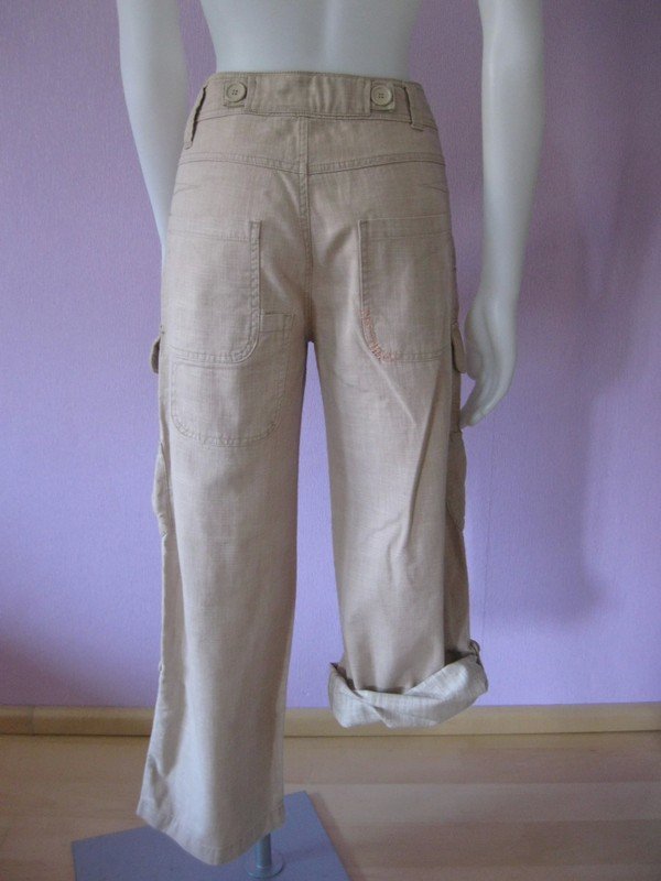 H&M Divided Cargohose Sandfarben Baumwolle/Leinen 36