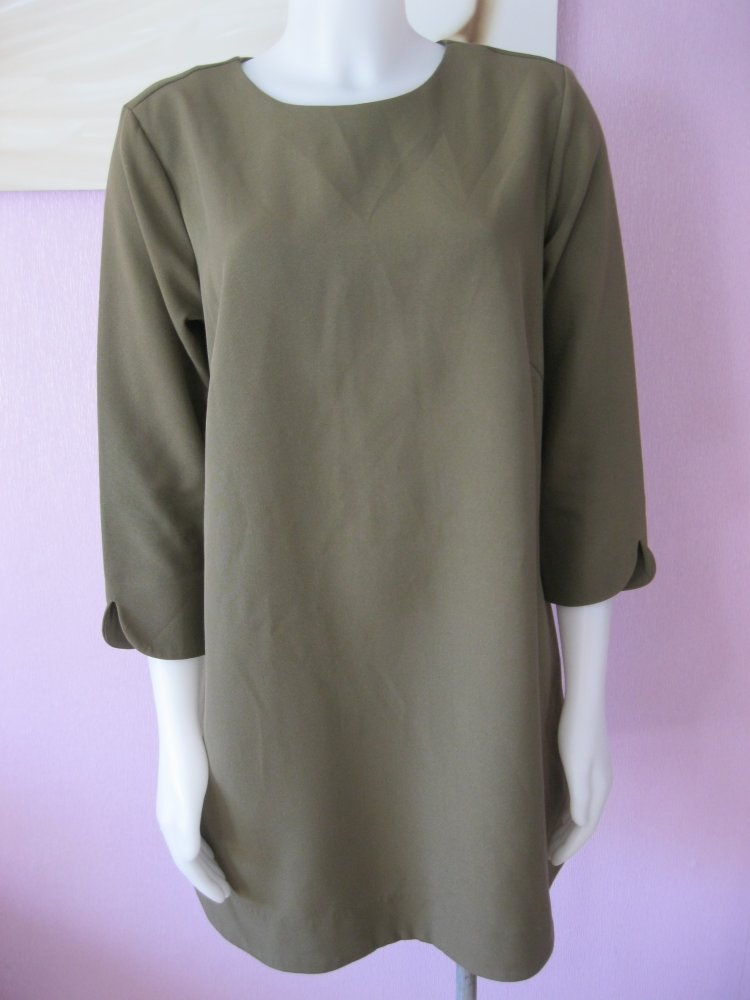 H&M Kleid Halbarm Schlupfkleid Khaki 44