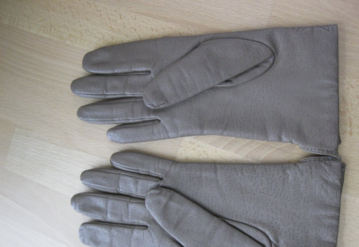 Lederhandschuhe # beige/grau # Gr. 7 1/2