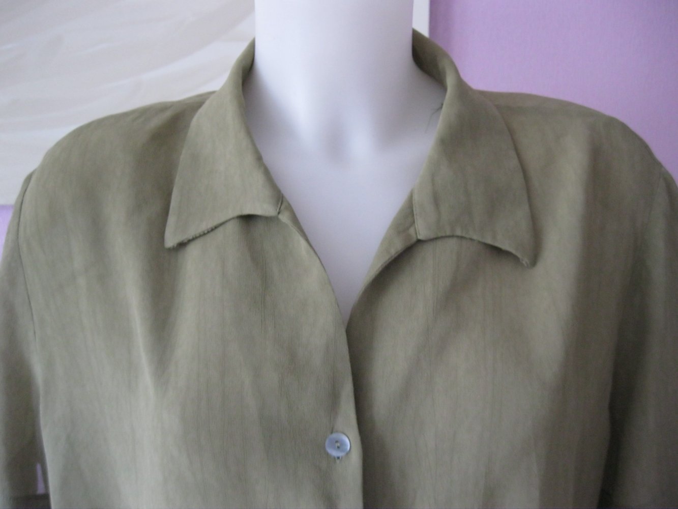 Bluse # Frankenwälder # Chiffon # kurzärmlig # Khaki # 48 