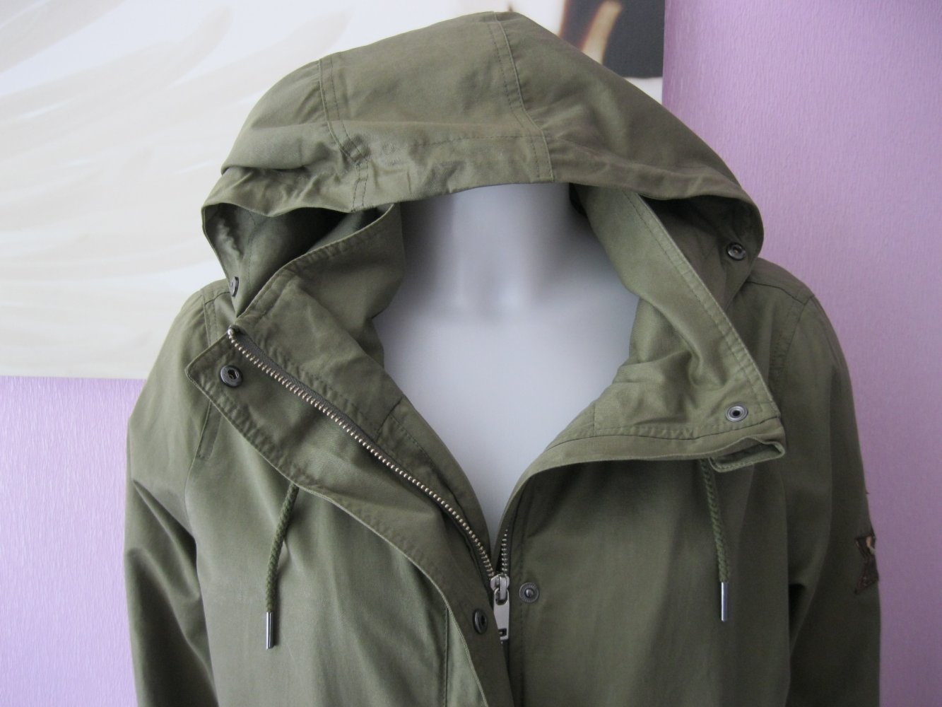 Liebeskind Berlin Parka Kapuze Baumwolle Olivgrün 40 (L)