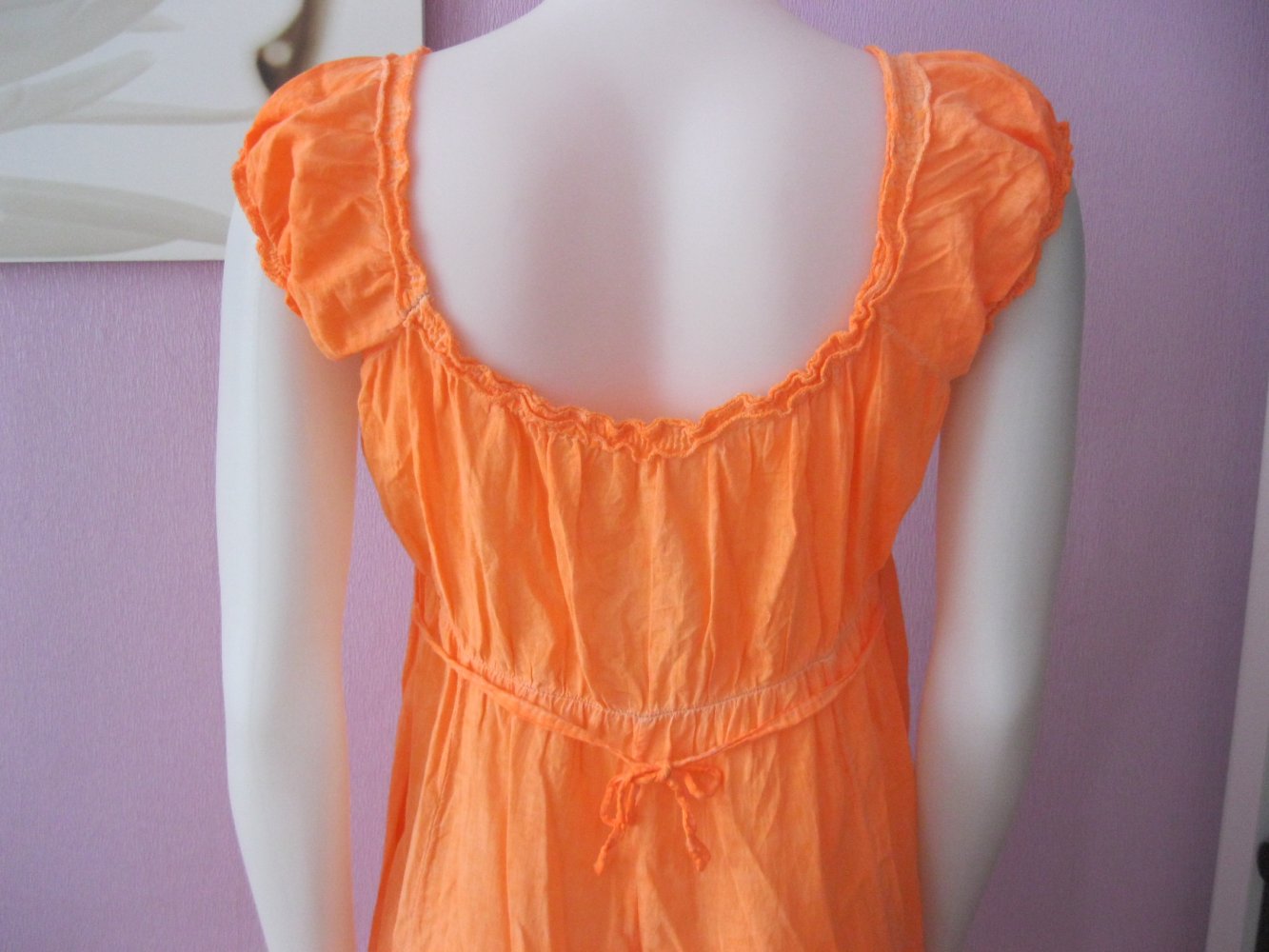 Made in Italy Sommerkleid 100% Baumwolle kurzärmlig Neonorange 40/42