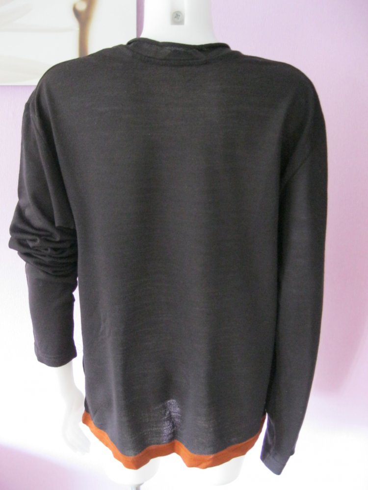 Feinstrick-Pulli # Zara # Dunkelbraun # Orange # XL
