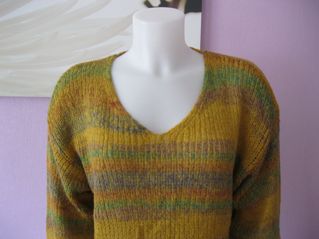 Strickpulli Grobstrick Wolle bunt S- Oversize