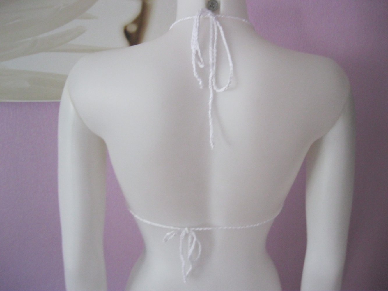 NEU Bikini-Oberteil Retro-Design Weiss Handmade 100% Baumwolle Cup B/C