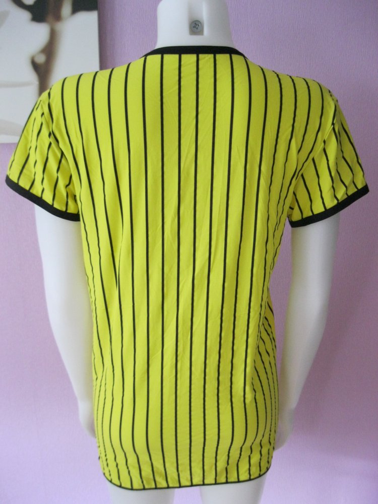 T-Shirt # Eros Veneziani # Diego # gestreift # V-Ausschnitt # Gelb/Schwarz # S/M