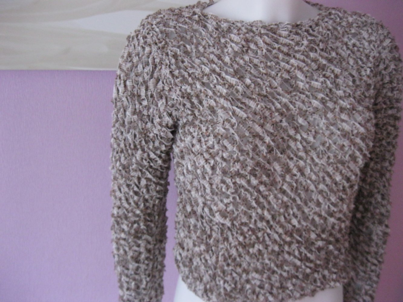NEU Strickpullover Handmade langärmlig Beige meliert S-L
