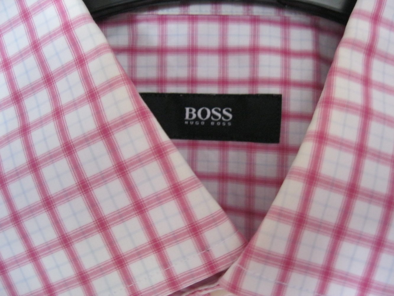Hemd  # Kurzarm # Hugo Boss # kariert # Rosa/Weiß # 100% Baumwolle # S
