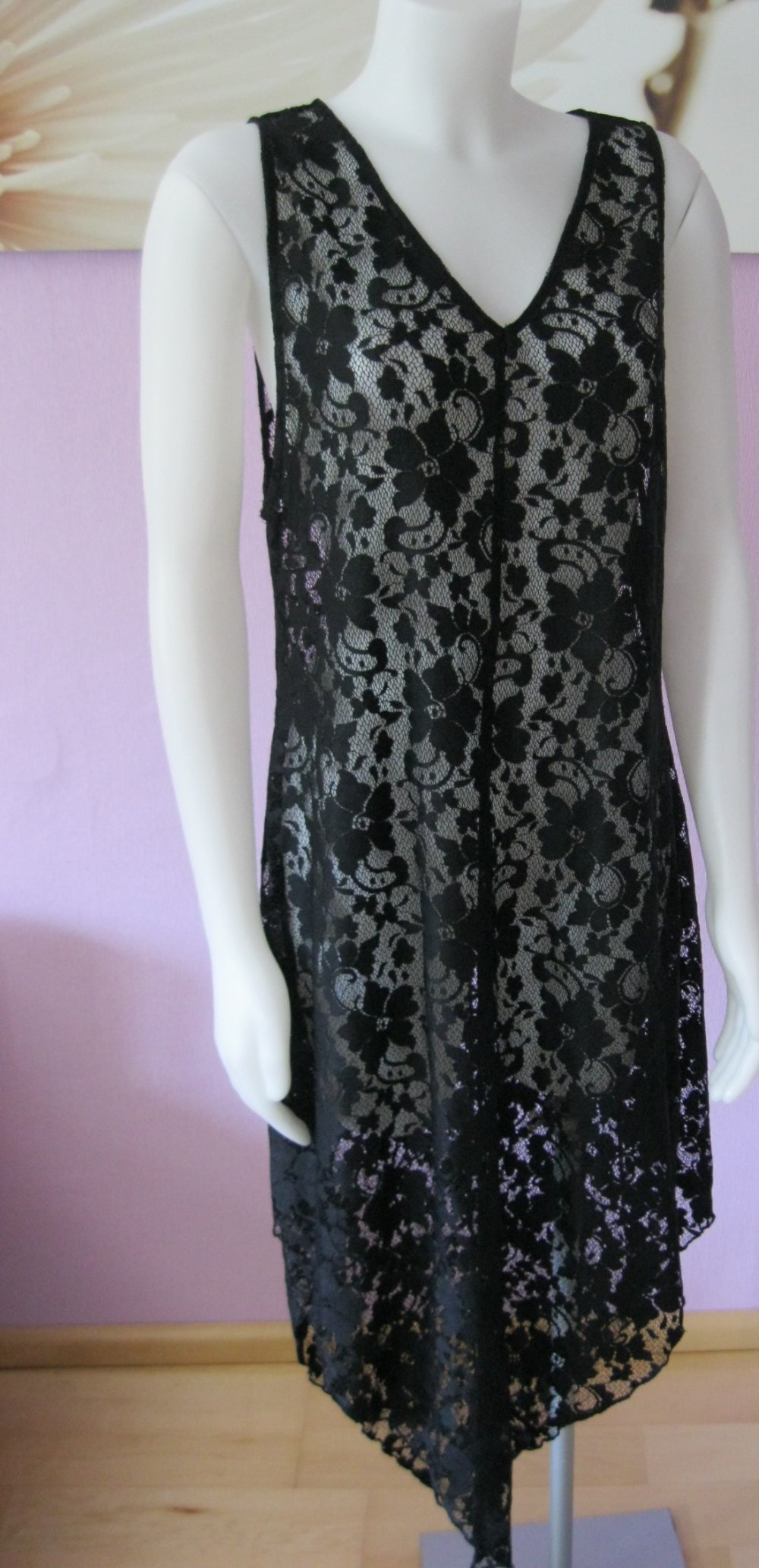 Maxi-Kleid # H&M # Spitze # Zipfel # Schwarz # L
