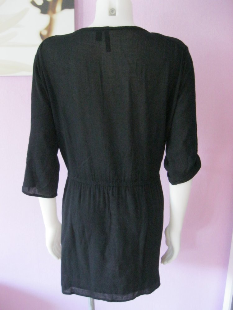 Kleid Mango Baumwolle/Viskose halbarm Schwarz M-XL