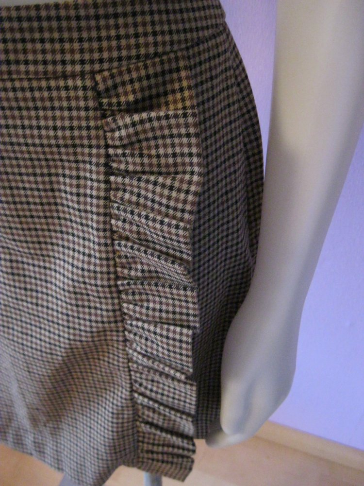 Mini-Rock # Vero Moda # Volants # Kariert # Braun/Beige/Schwarz # 36