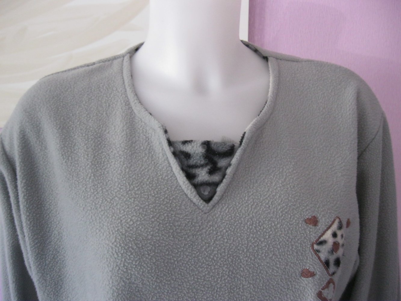 Fleece-Pulli Langarm Grau L/XL