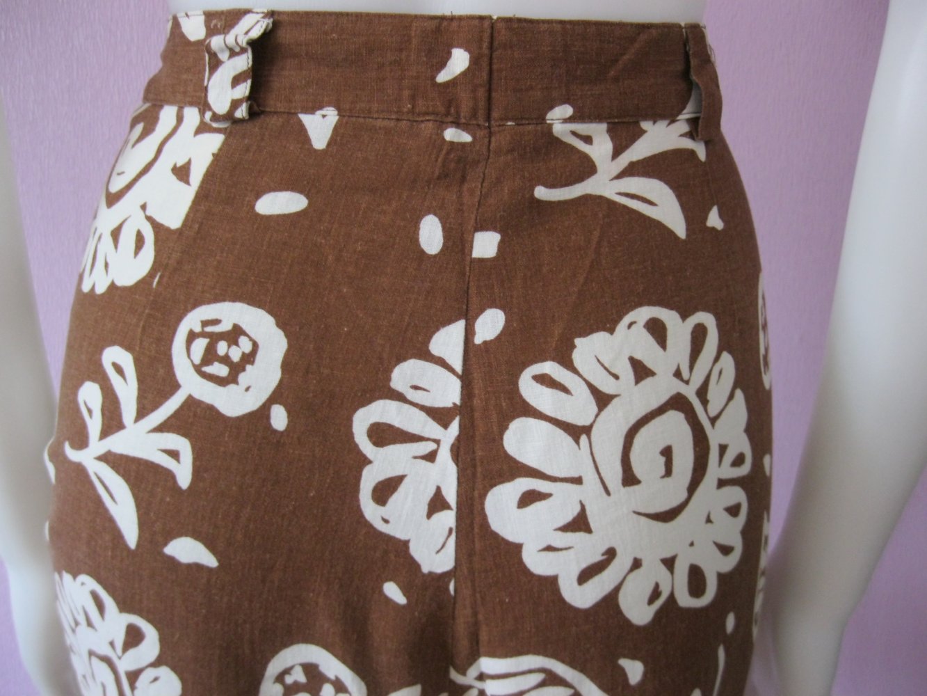 Culotte # Betty Barclay # Stoffhose # bedruckt # Leinen # Braun/Natur # 44