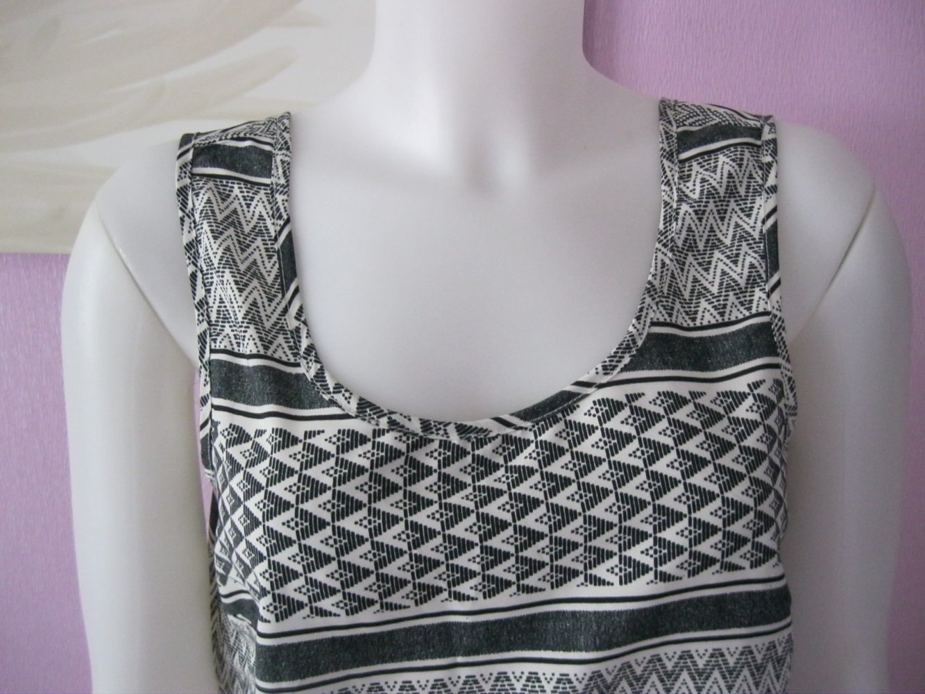 Top # Ärmellose Bluse # Vero Moda # Print-Muster # Schwarz / Weiß # M