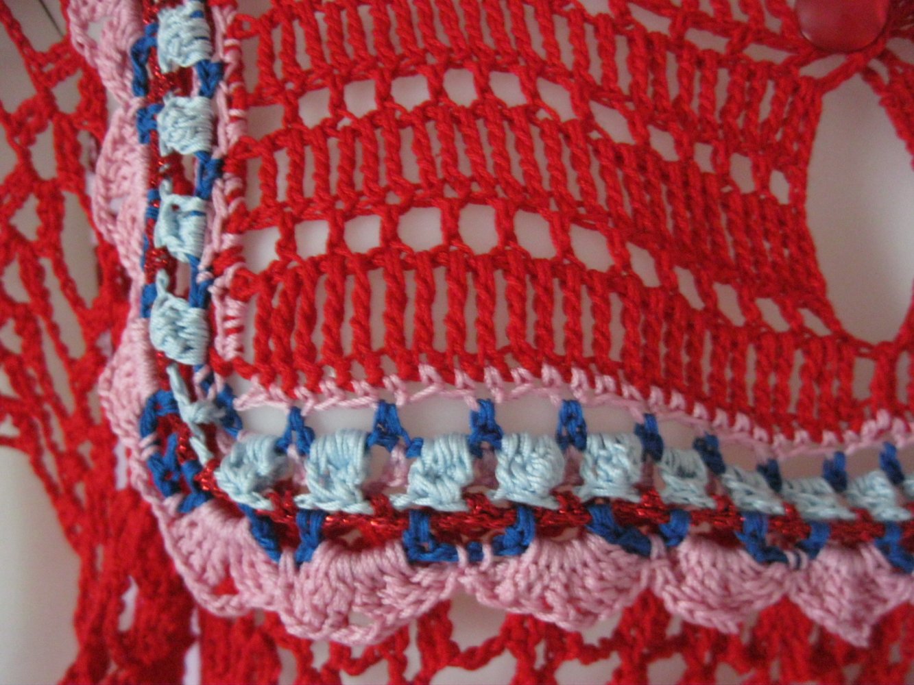 NEU # gehäkelte Tunika # Handmade # Unikat # 100% Baumwolle # Fächermuster # Rot # Einheitsgröße