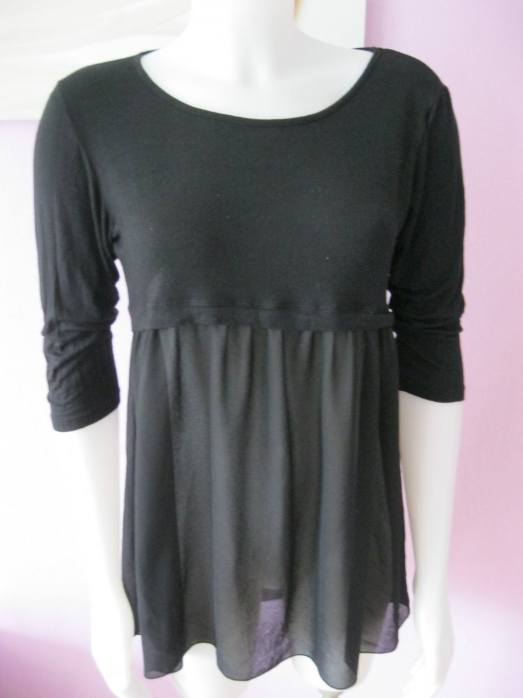 Tunika # Cropped-Shirt # 3/4-Aärmlig # Piaza Italia # Schwarz # 38