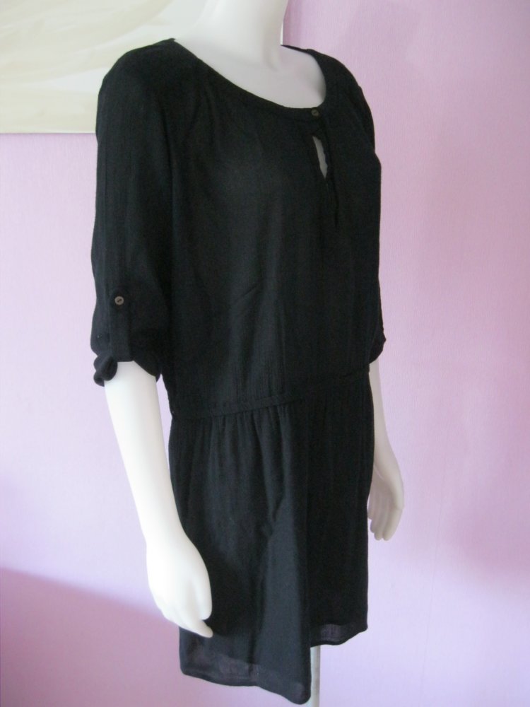 Kleid Mango Baumwolle/Viskose halbarm Schwarz M-XL