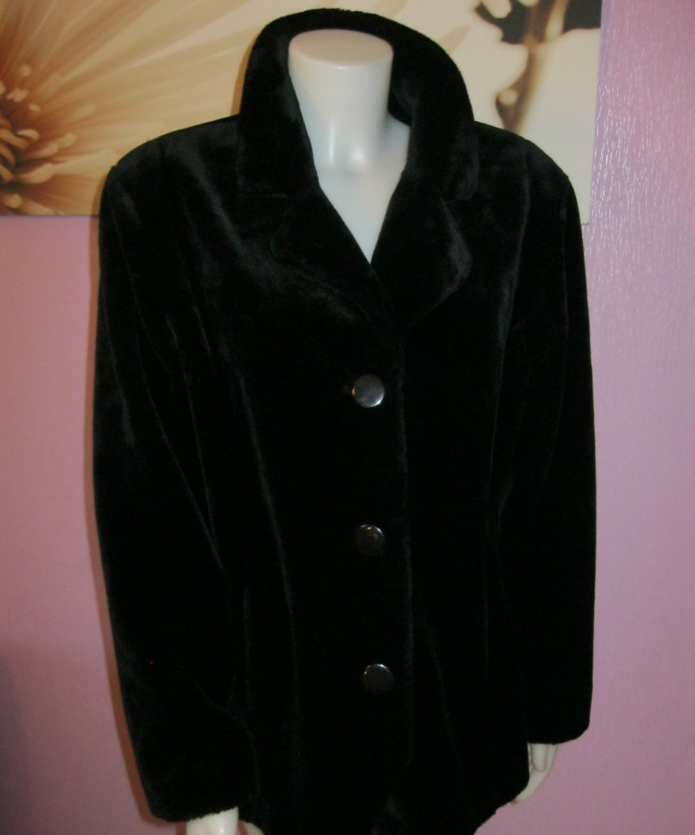 NEU #Kunstfell #Mantel # Vunic # 40 # schwarz