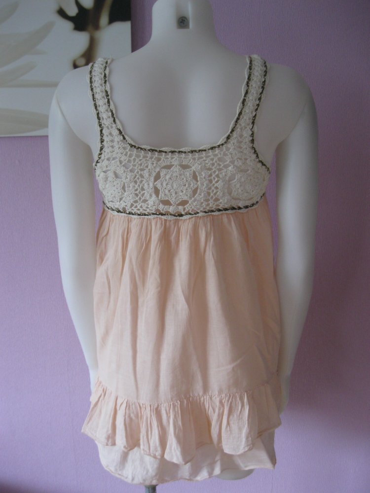 Minikleid Strick ärmellos Trägerkleid Rose/Creme S/36