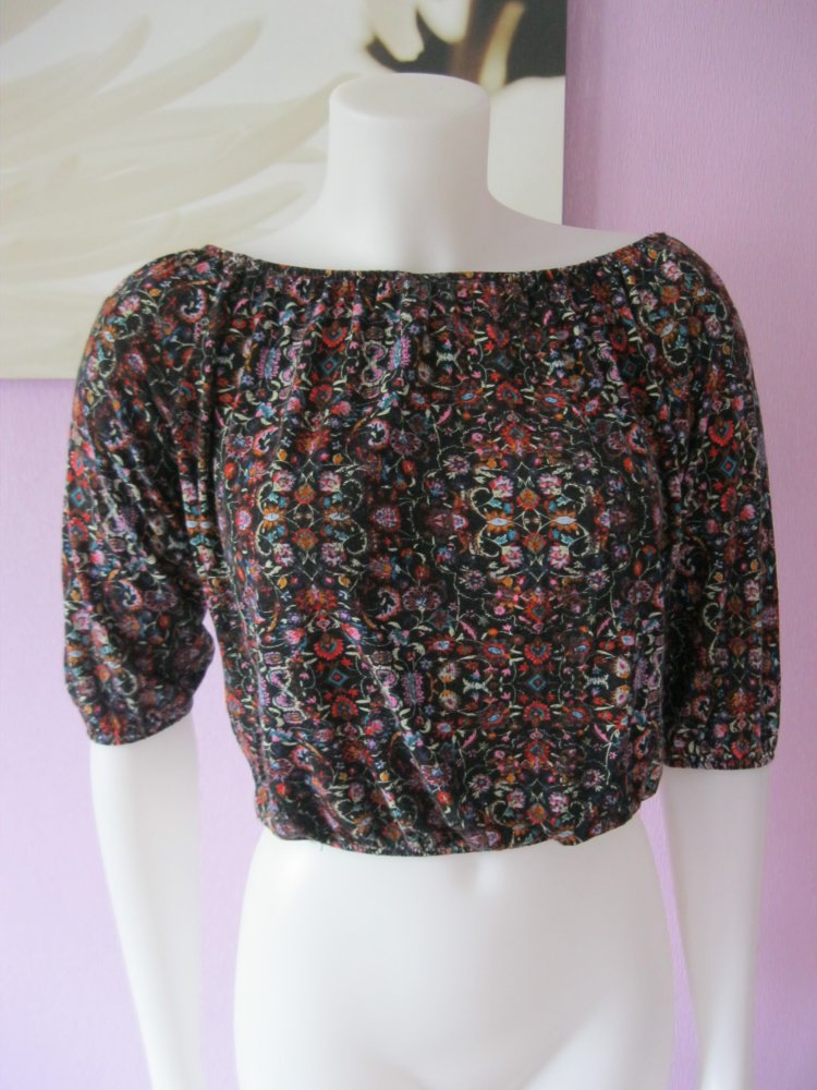 Langarm-Shirt # FB Sister # Crop-Shirt # Bluem-Print # Bunt # S