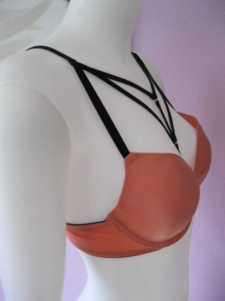 Push up BH # Secret Possessions # Lachsfarben/Schwarz # 75B