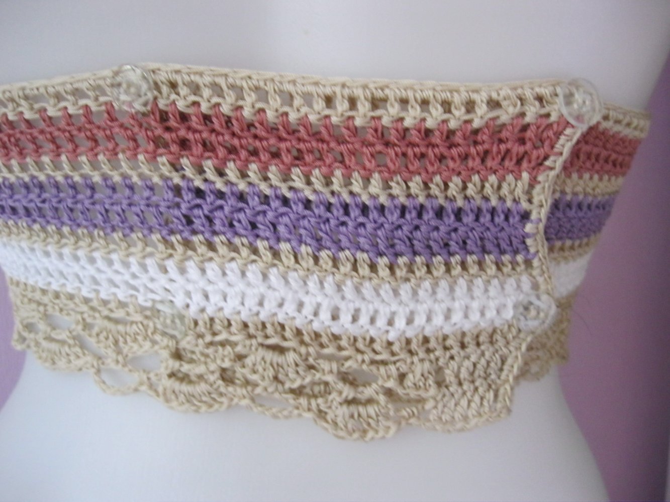 NEU Neckholder-Top gestreift 100% Baumwolle beige/bunt M-XL 