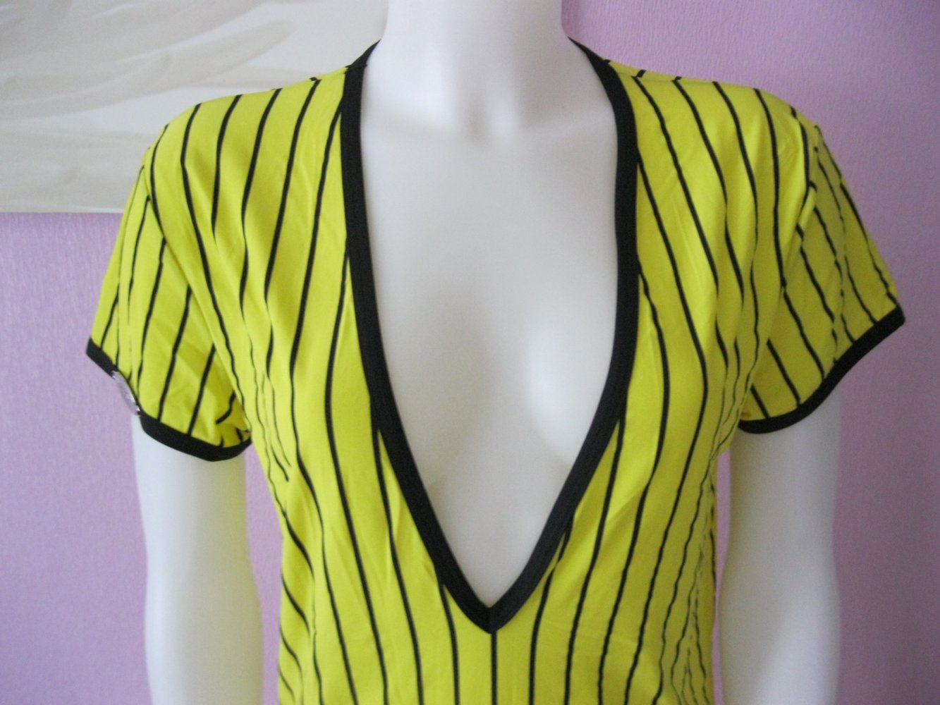 T-Shirt # Eros Veneziani # Diego # gestreift # V-Ausschnitt # Gelb/Schwarz # S/M